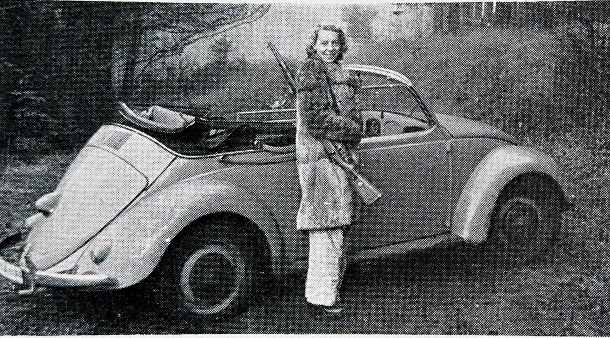 Wing commander Richard Berryman and his secretary Frau Hilda Gans in the Karmann built cabriolet from 1946
